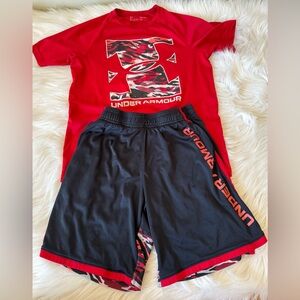 Under Armour Red and Black Camo Logo Set